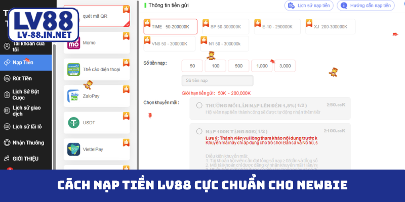 Cách nạp tiền LV88 cực chuẩn cho newbie