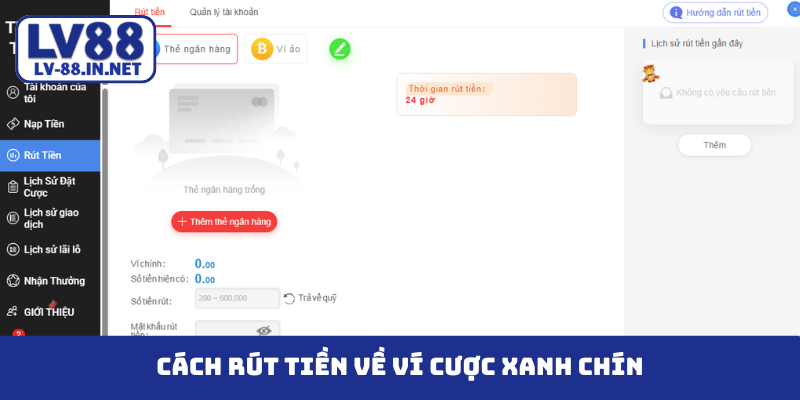 Cách rút tiền về ví cược xanh chín