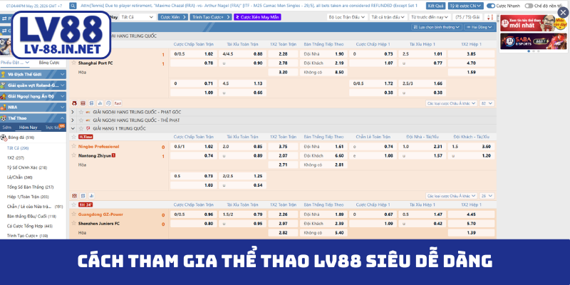 Cách tham gia thể thao LV88 siêu dễ dàng