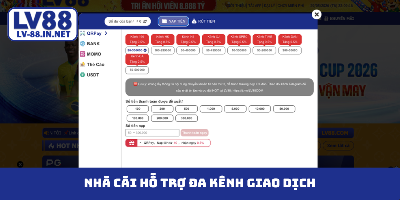Nhà cái hỗ trợ đa kênh giao dịch